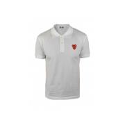 Wit Katoenen Polo Shirt met Rode Harten Comme des Garçons , White , He...