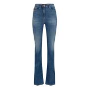 Flared Jeans van Stretchkatoen met Hoge Taille Elisabetta Franchi , Bl...