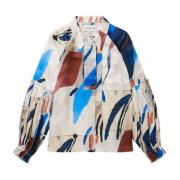 Mooie Zijden Shirt met Pofmouwen en Abstracte Print Munthe , Multicolo...