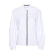Witte Poplin Overhemd met Kralen Detail D.Exterior , White , Dames
