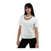 Katoenen T-shirt met Strass Hangers Liu Jo , White , Dames