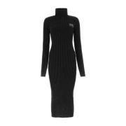 Zwarte katoenen blend jurk Versace Jeans Couture , Black , Dames