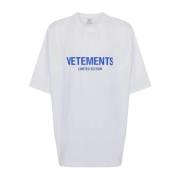 Beperkte Oplage Logo T-Shirt Vetements , White , Heren