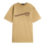 Wijde T-shirt met Opvallende Print Dsquared2 , Brown , Heren