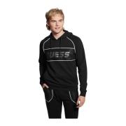 Hoodie met Logo op de Voorkant - Zwart Guess , Black , Heren