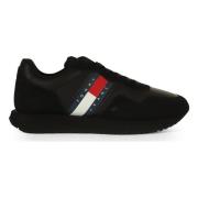 Moderne Runner Leren Sneakers Tommy Jeans , Black , Heren