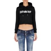 Cropped Hoodie met Gedurfde Branding Dsquared2 , Black , Dames