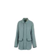 Groene Aqua Lichtgewicht Nylon Jas met Grafische Quilting Moncler , Gr...