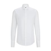 97% Katoen 3% Elastaan Shirt Boss , White , Heren