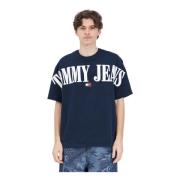 Nachtblauw Oversize Badge T-Shirt Tommy Jeans , Blue , Heren