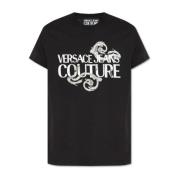 T-shirt met logo-print Versace Jeans Couture , Black , Heren