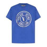T-shirt met logo-print Versace Jeans Couture , Blue , Heren