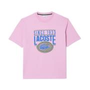 Sportieve Jacquard T-Shirt Lacoste , Pink , Heren