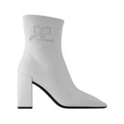 Witte Leren Enkellaarzen Courrèges , White , Dames