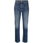 Indigo High-Rise Cropped Skinny Jeans Mother , Blue , Dames