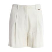 Shorts met brede tailleband Fracomina , White , Dames