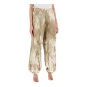 Tie-Dye Baggy Broek met Flared Cut Darkpark , Green , Dames