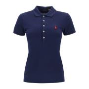 Slim Fit Polo Shirt met Vijf Knopen Polo Ralph Lauren , Blue , Dames
