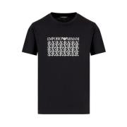 Katoenen Jersey T-shirt met Coördinerende Print Emporio Armani , Black...