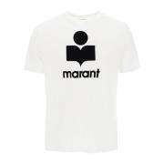 T-shirt met flocked logo Isabel Marant , White , Heren
