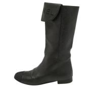 Pre-owned Leather boots Chanel Vintage , Black , Dames