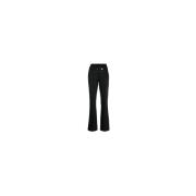 Zwarte Flared Broek met Logo Patch Courrèges , Black , Dames