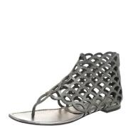 Pre-owned Leather flats Sergio Rossi Pre-owned , Gray , Dames