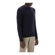 Zijden en Kasjmier Crew-Neck Sweater Ermenegildo Zegna , Blue , Heren