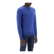 Crew-Neck Sweater van zuivere wol Ermenegildo Zegna , Blue , Heren