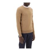 Zijden en Kasjmier Crew-Neck Sweater Ermenegildo Zegna , Beige , Heren