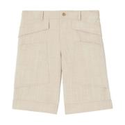 Bermuda Shorts met wollen patch Burberry , Beige , Heren