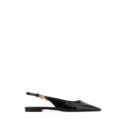 Zwarte leren ballerinas Versace , Black , Dames