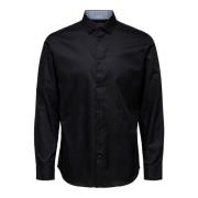 Klassiek Zwart Overhemd Selected Homme , Black , Heren