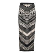 Paisley Monogram Gebreide Midi Rok Balmain , Multicolor , Dames