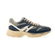 Blauw Beige Leren Sneakers Hogan , Blue , Heren