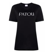 Zwarte Biologisch Katoenen Crewneck T-shirt Patou , Black , Dames
