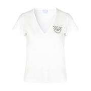 Witte Love Birds Logo T-shirt Pinko , White , Dames
