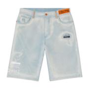 Blauwe Korte Broek met Franje van Katoen Heron Preston , Blue , Heren