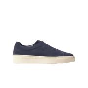 Blauwe Suède Slip-On Sneakers Scarosso , Blue , Heren