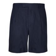 Linnen Bermuda Shorts met zijzakken Lardini , Blue , Heren
