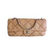 Pre-owned Leather chanel-bags Chanel Vintage , Beige , Dames