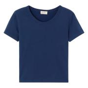 Navy Korte Mouw Ronde Hals T-Shirt American Vintage , Blue , Heren