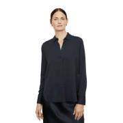 Slim Fit Stretch-Zijden Blouse Vince , Black , Dames