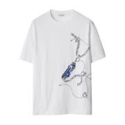 Bedrukt Logo Katoenen T-shirt Burberry , White , Heren