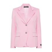Roze Wollen Jas met Lange Mouwen Versace , Pink , Dames