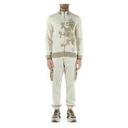 Sweatshirt en broek set met rits Aeronautica Militare , Beige , Heren