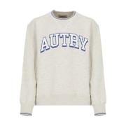 Grijze Katoenen Sweatshirt met Contrasterend Logo Autry , Gray , Heren