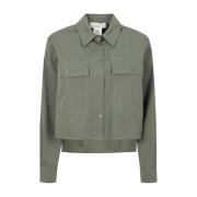 Klassieke Katoenen Crop Shirt in Khaki Max Mara Weekend , Green , Dame...