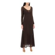 Geperforeerde Lurex Maxi Jurk met Metallic Afwerking Tom Ford , Brown ...