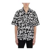 Allover Print Bowling Shirt Dsquared2 , Black , Heren